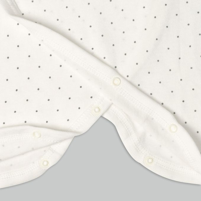 akachan honpo - 長袖新生兒內衣6件組-按扣款 橫紋-米白色 (50~60cm)