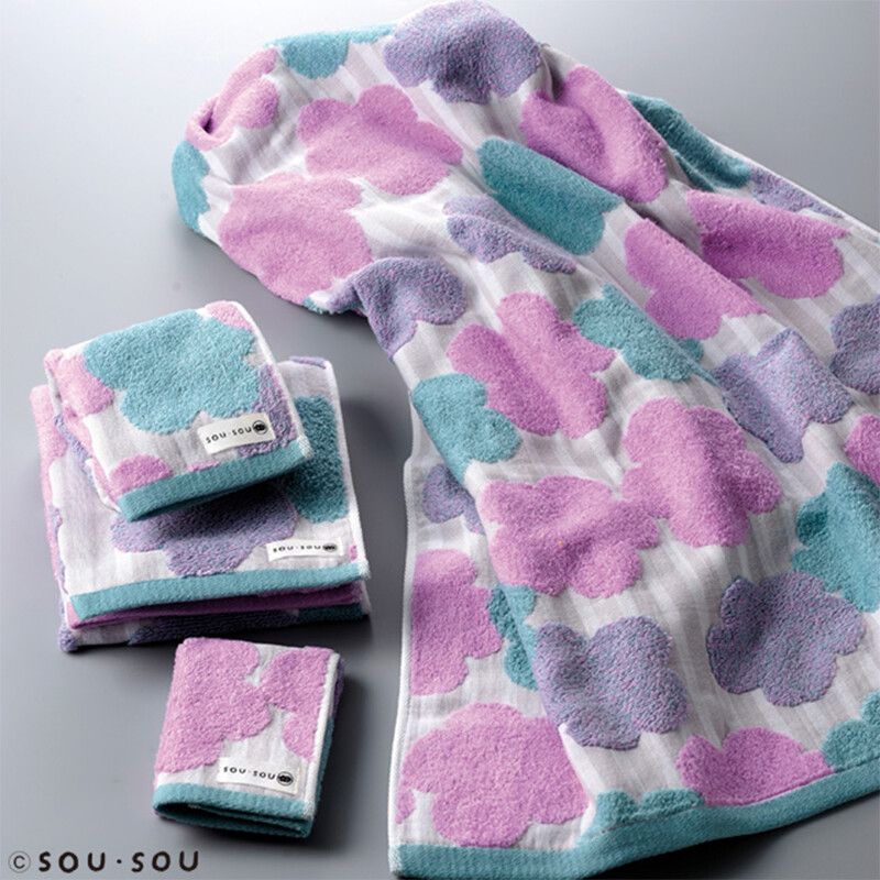 日本代購 - 【SOU·SOU】日本製今治純棉刺繡浴巾-布芝空薔薇 (60x120cm)