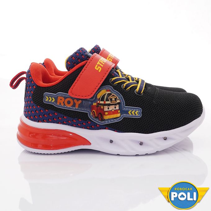 POLI-羅伊閃亮電燈鞋POKX21202黑紅(中小童段)-電燈鞋-黑紅