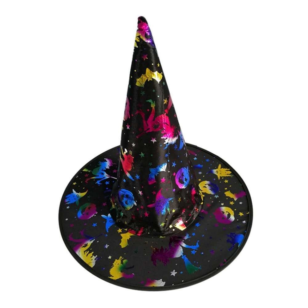 MODACore 摩達客 - 萬聖派對變裝-魔法炫色彩光黑巫師帽-單入