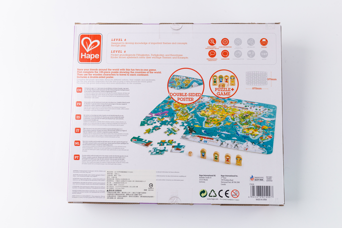 德國 Hape - 2合1世界拼圖遊戲組-105pcs
