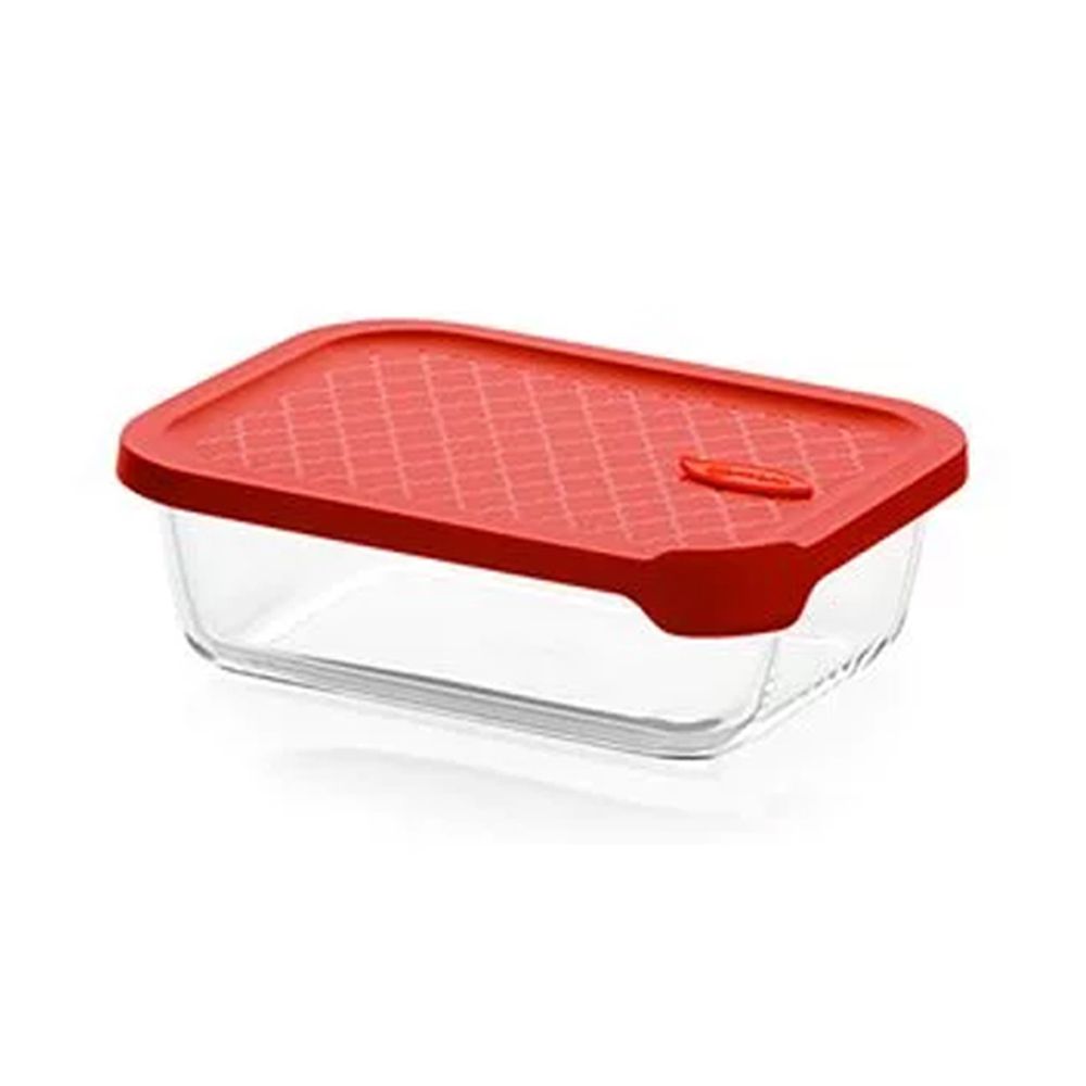 韓國 sillymann - 100%鉑金矽膠微波烤箱輕量玻璃保鮮盒(長方型1000ml)-紅