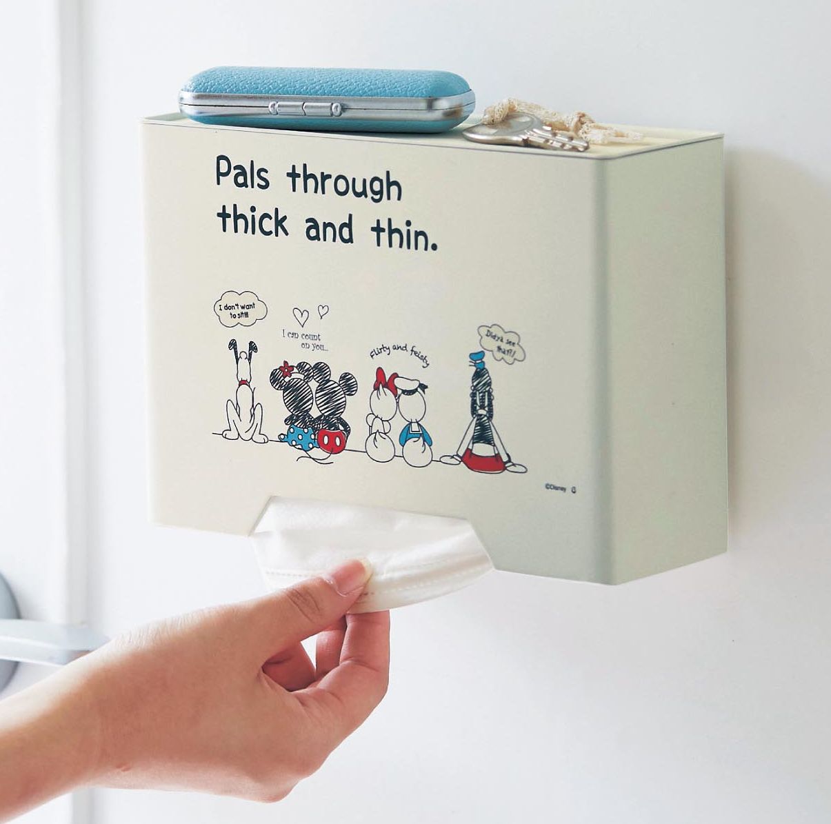 日本千趣會 - 磁吸式 小物置物兼口罩收納盒(可吸附門/冰箱)-奇奇蒂蒂 (約30片)