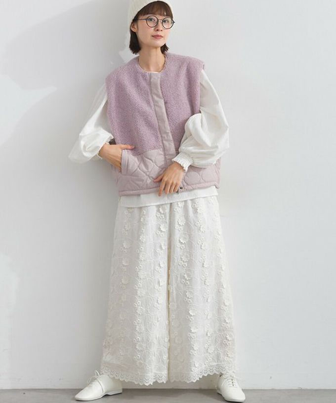 日本 Lupilien - 文青風異素材毛絨拼接保暖背心-炭灰