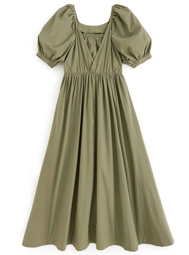 日本 GRL - 休閒百搭方領泡泡袖洋裝-黑