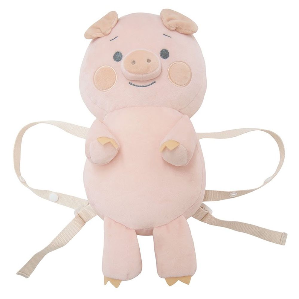 akachan honpo - 嬰兒防護枕背包 小豬-粉紅色 (本體約32x18cm)