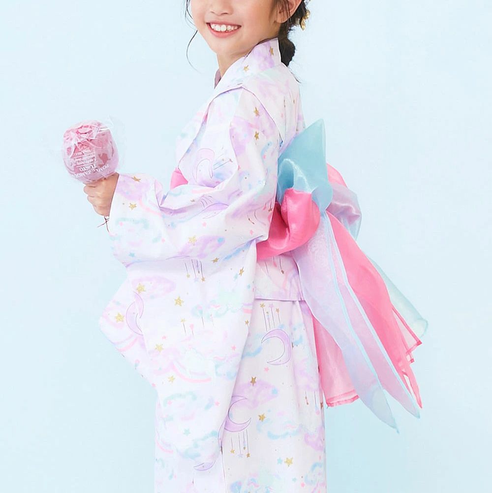 純棉 2way穿搭華麗浴衣洋裝(4件組)-彩虹獨角獸-紫丁香