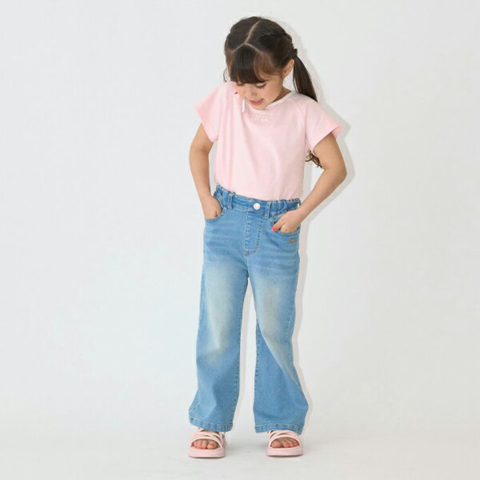 日本 Lycee mine - 柔軟緞帶領刺繡短袖上衣-藍