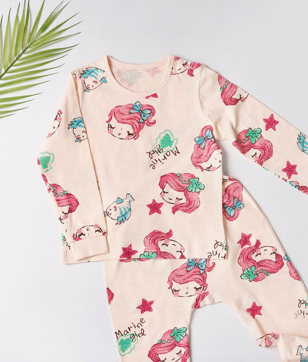 韓國 Mellisse - 韓製莫代爾透氣長袖家居服-海洋公主