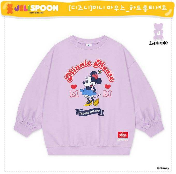韓國 Jelispoon - (聯名款)卡通女孩印長版長袖上衣-紫