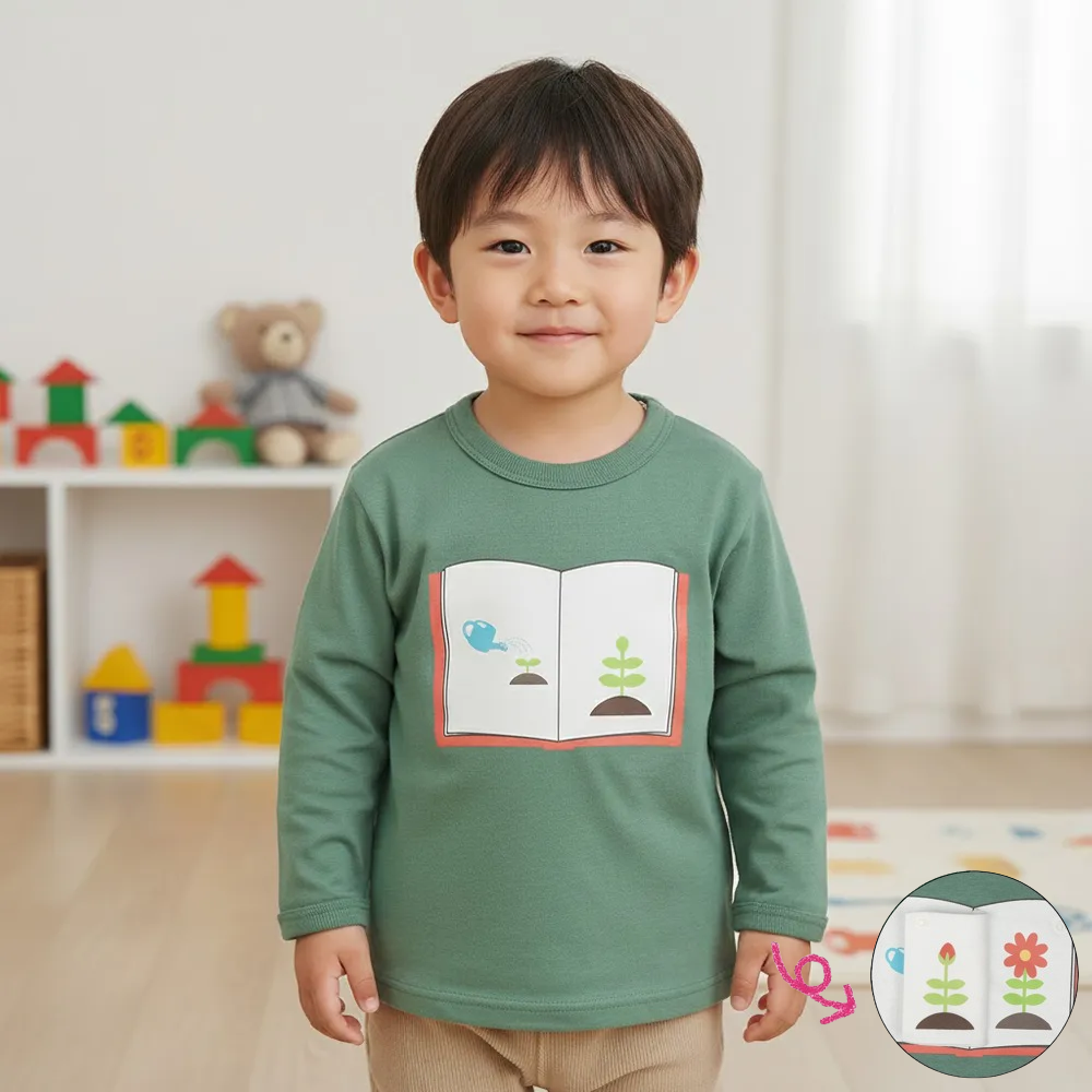 長袖休閒上衣-趣味造型-綠色