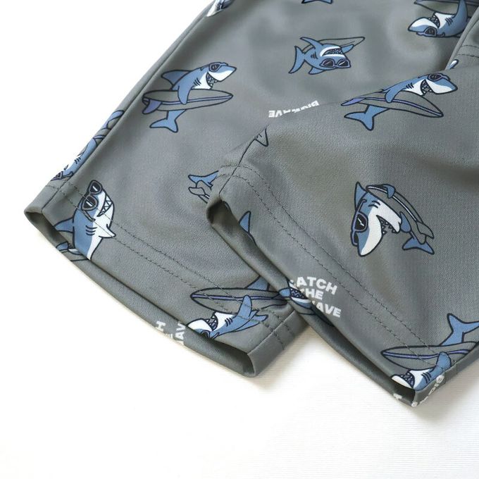 日本 ZOOLAND - 接觸冷感 透氣鯊魚印花短褲-深藍