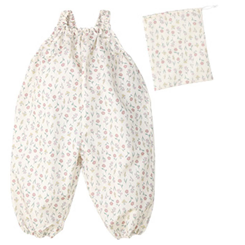 日本 ZOOLAND - 可愛防水遊戲服/玩沙衣-花卉-象牙白 (80-110cm)