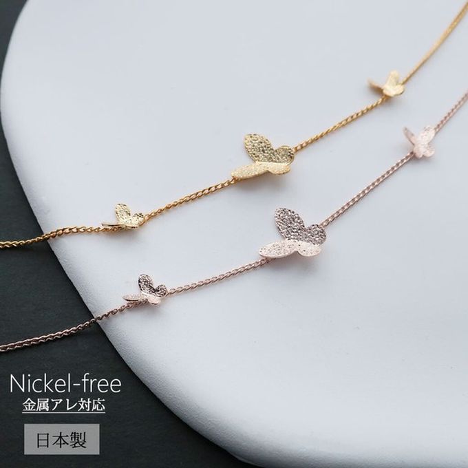 日本 Melody Accessory - 日本製 翩翩立體蝴蝶手鍊-玫瑰金