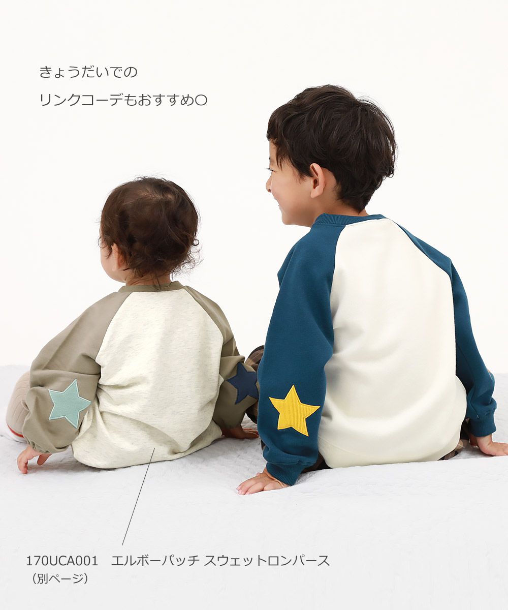 日本 devirock - 手肘星星裏毛長袖上衣-黑底紫袖