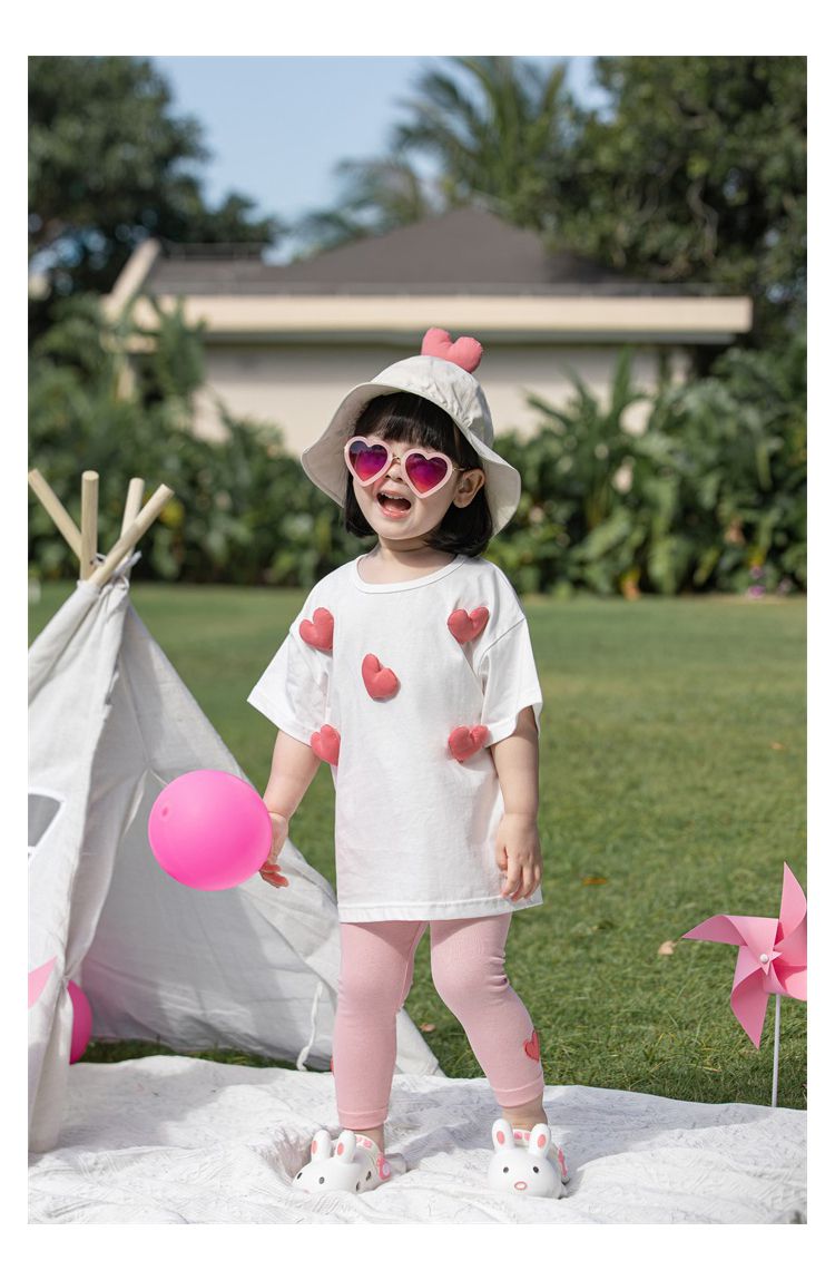 純棉立體圓領休閒短袖上衣-愛心-粉色