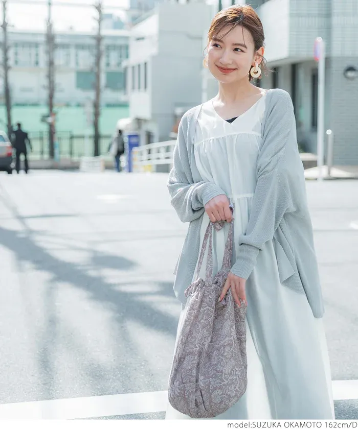 日本 COCA - 100%印度棉木刻版印刷抽繩托特包/購物袋-粉紫