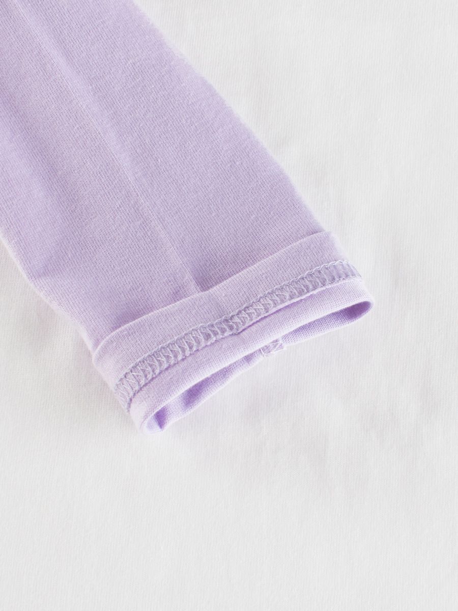 純棉圓領薄長袖上衣-亮晶晶愛心-米白+紫