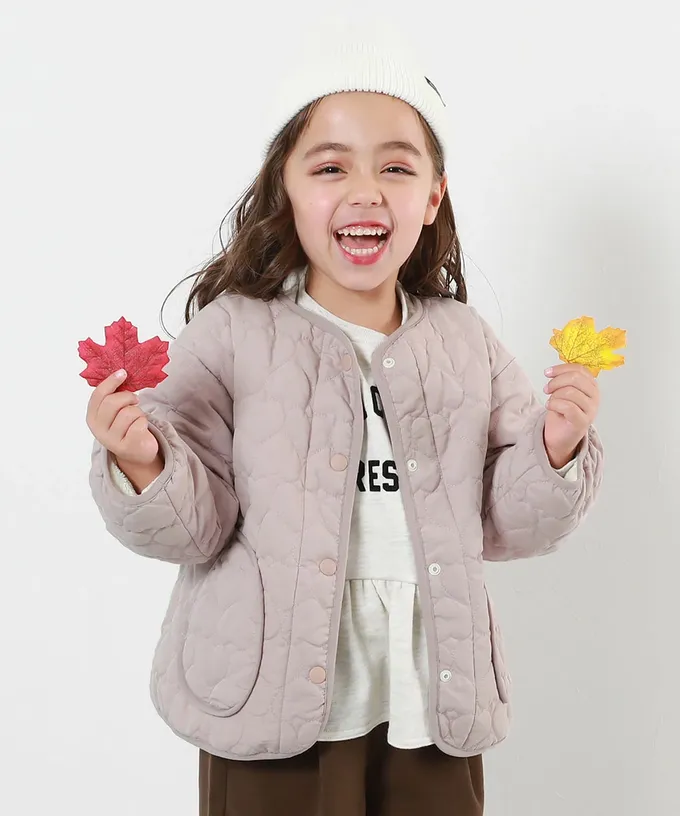 日本 devirock - 心型絎縫內刷毛科技羽絨外套(可機洗)-灰粉