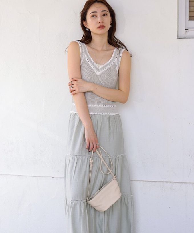 日本 Bab - 純棉針織拼接渡假風無袖洋裝-經典黑