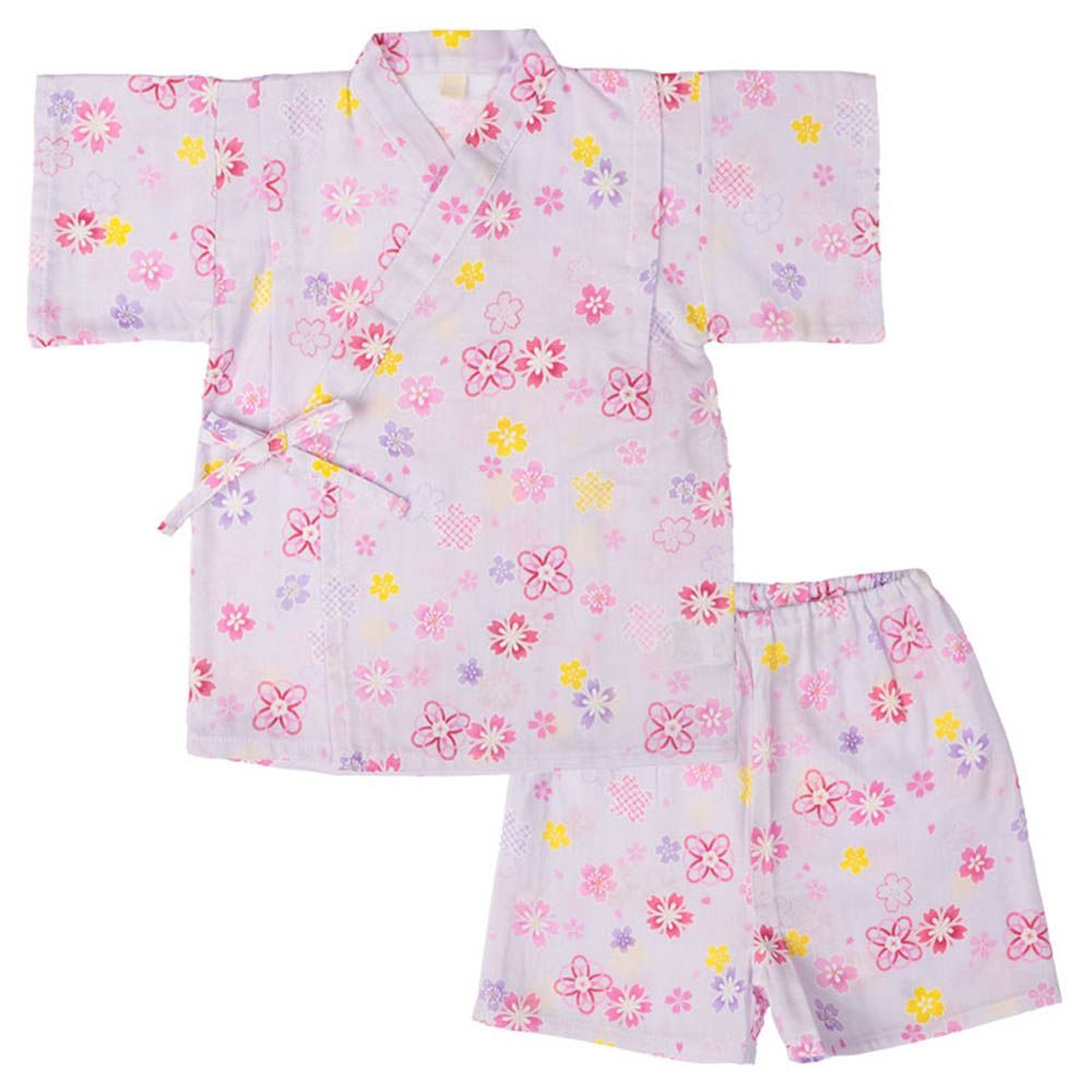 兩件式甚平-櫻花-紫色-日本製