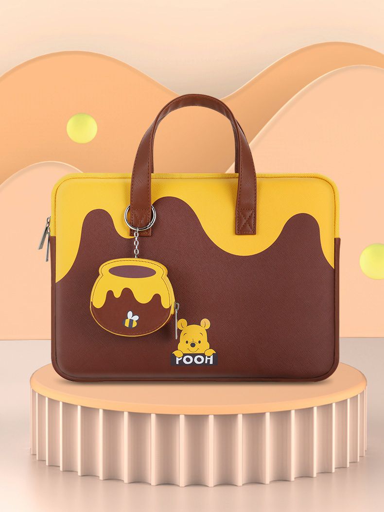 迪士尼手提電腦包-蜂蜜罐與小熊維尼-棕+黃
