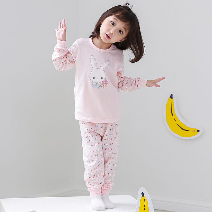 正韓 Cogibu - 極舒適無螢光劑 100% 有機棉幼兒/兒童睡衣/家居服套裝組-小花園