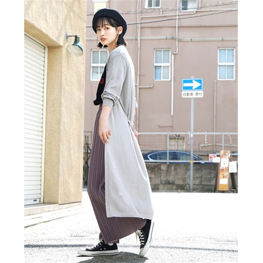 日本 zootie - 涼感X防曬速乾 綁帶長版罩衫/外套-氣質灰