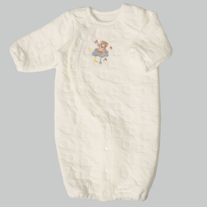 akachan honpo - 長袖連身衣 保暖鋪棉-附背心-米白色 (50~60cm)