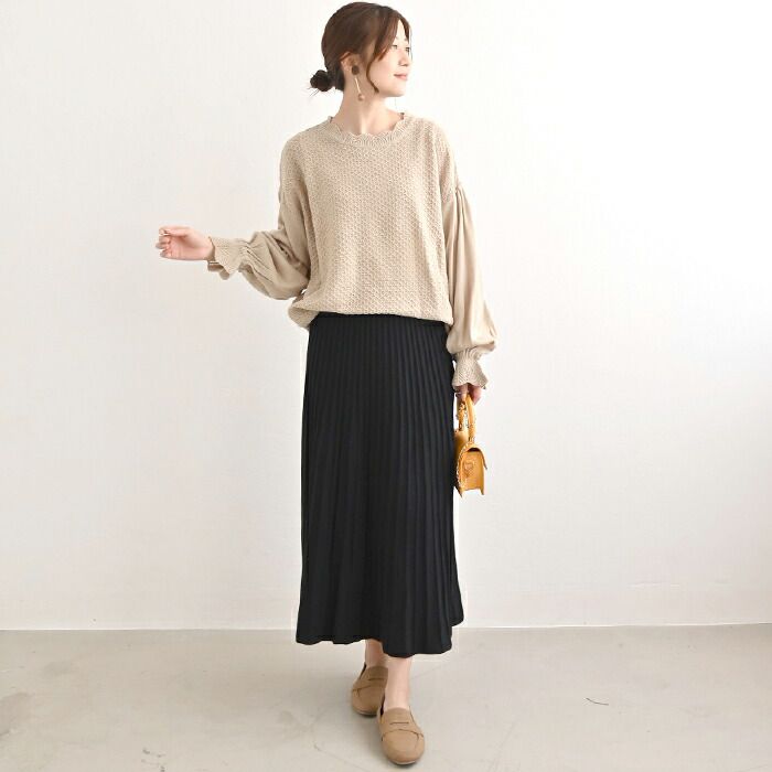 日本 ihuu - 氣質花瓣領糖果袖針織上衣-酒紅