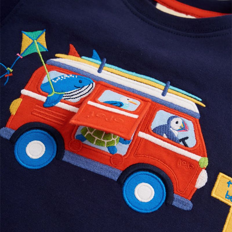 英國 JoJo Maman BeBe - 超優質嬰幼兒/兒童100％純棉短袖上衣/T-shirt/動物T-海洋動物去玩水