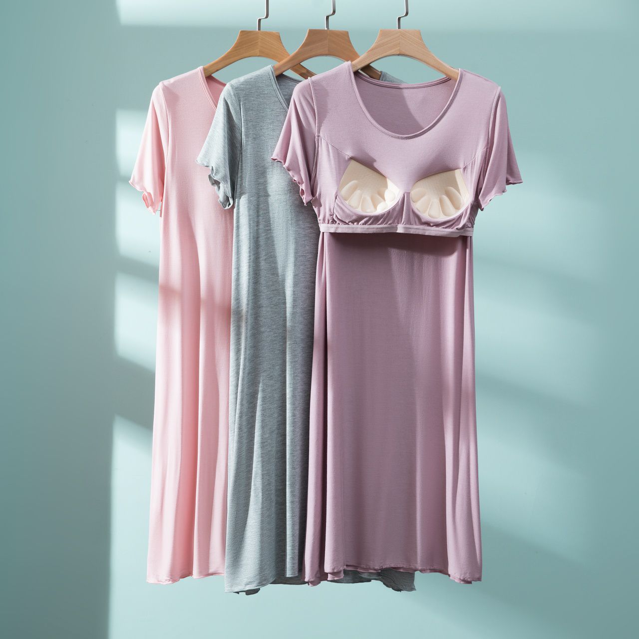 莫代爾Bra T 連身裙/家居服-藕粉色