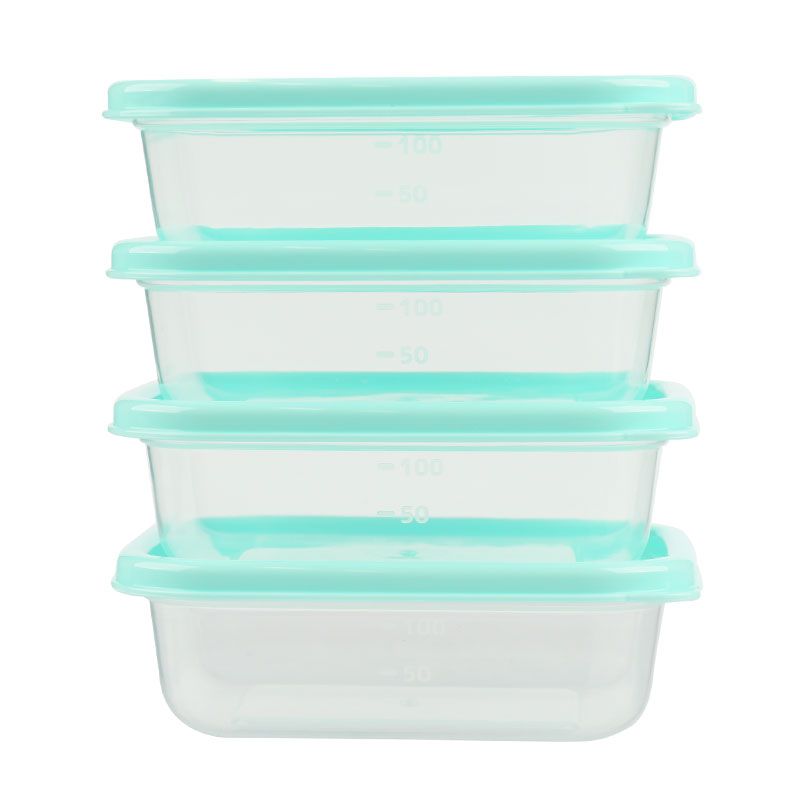 akachan honpo - 離乳食品保存容器-方形M號-綠色-4個入/100ml