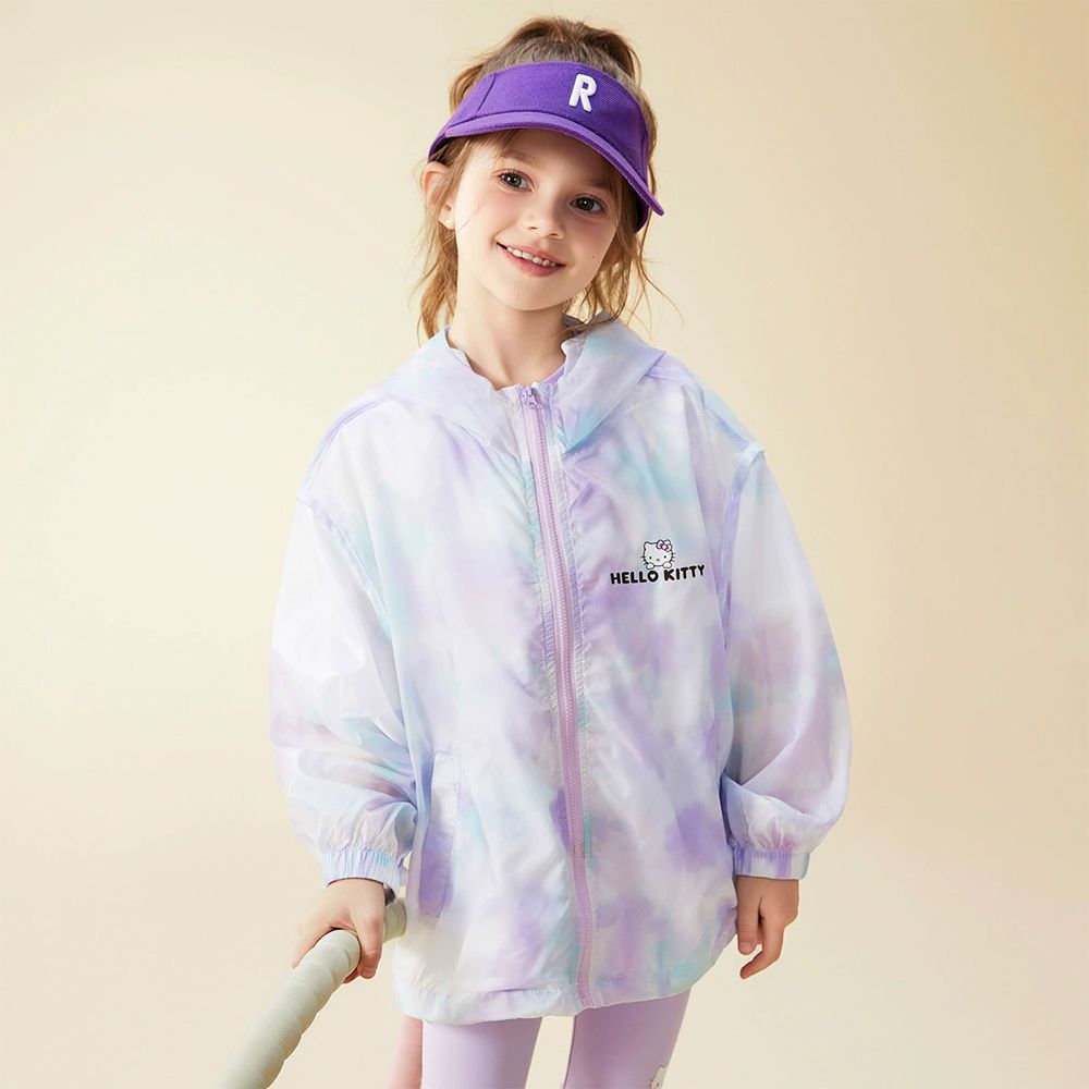 夢幻漸層連帽防曬外套-卡通人物Hello Kitty-紫色