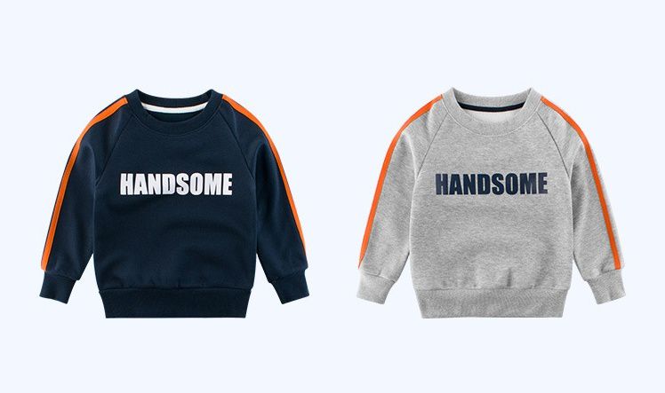 加絨棉混紡長袖大學T-Handsome-灰色