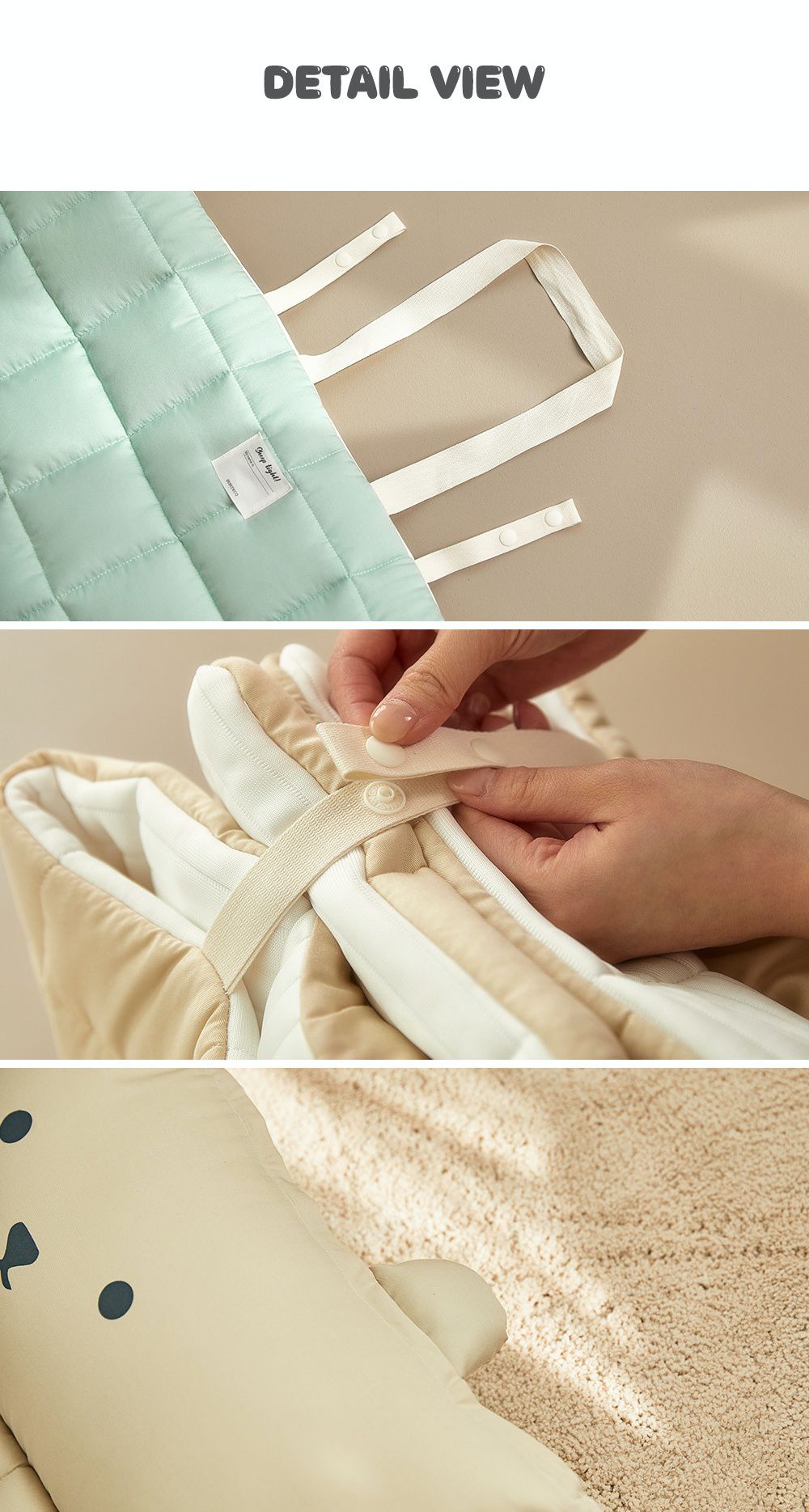 韓國 Bebe Deco - 7cm厚墊莫代爾雙面材質睡袋-奶茶杏-被子*1, 睡墊*1, 枕心*1, 防水收納袋*1