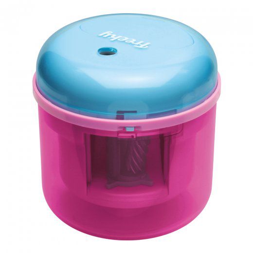 日本文具 SONIC - 自動停止乾電池式電動安全削鉛筆機-少女藍粉