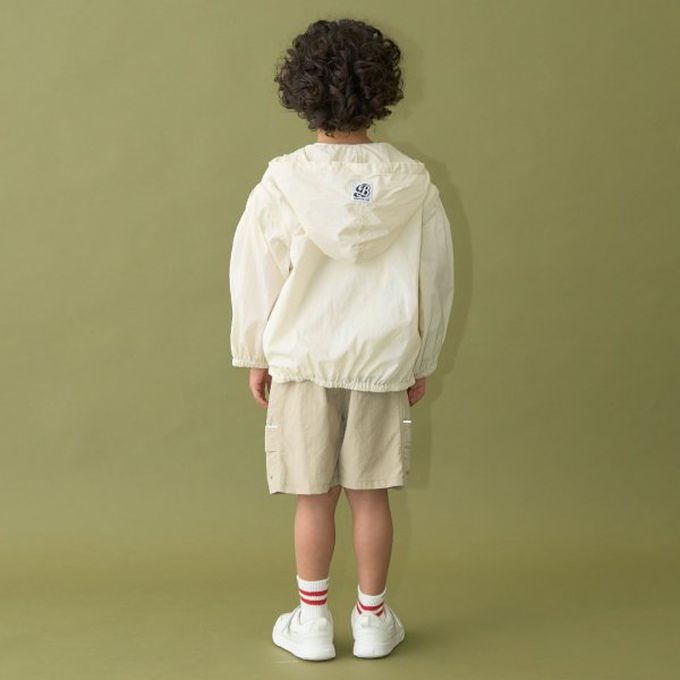 日本 b-ROOM - 2way輕巧尼龍連帽風衣(袖可拆)-亮藍