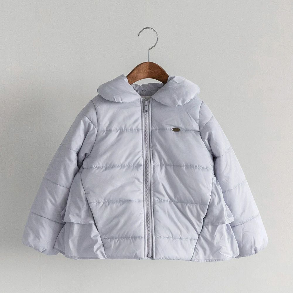 背後時尚荷葉澎澎領俏麗鋪棉外套(可機洗)-淺灰紫