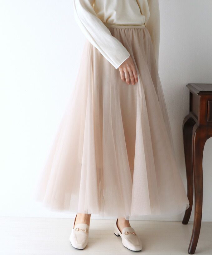 日本 BLUE EAST - 飄逸顯瘦多層次紗裙-粉紫