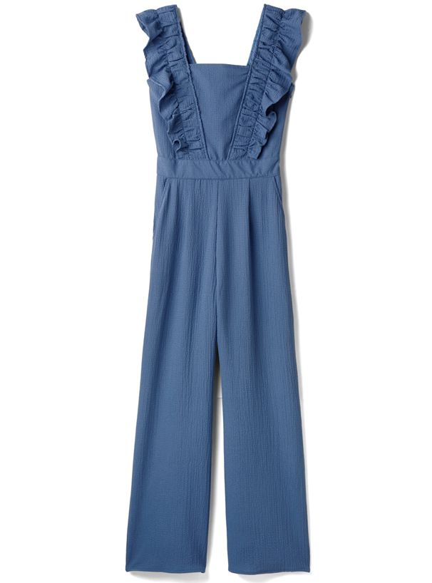 日本 GRL - 率性荷葉邊連身吊帶褲-摩卡