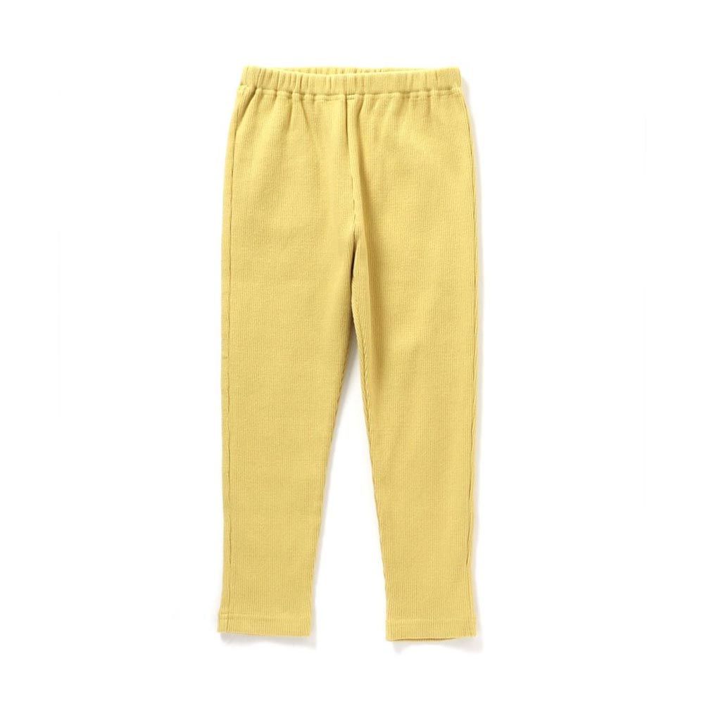 日本 BREEZE - 熱銷款 百搭鬆緊長褲(9分丈)-羅紋款-淺黃