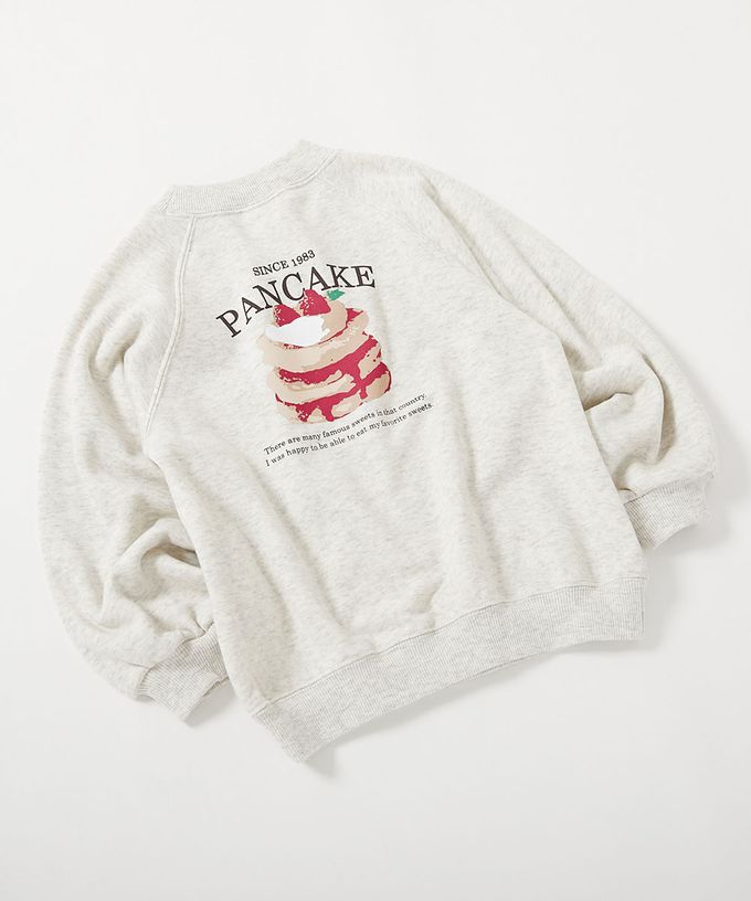 日本 devirock - 熱銷定番 女孩印花縮口長袖上衣-徽章-燕麥X粉紅