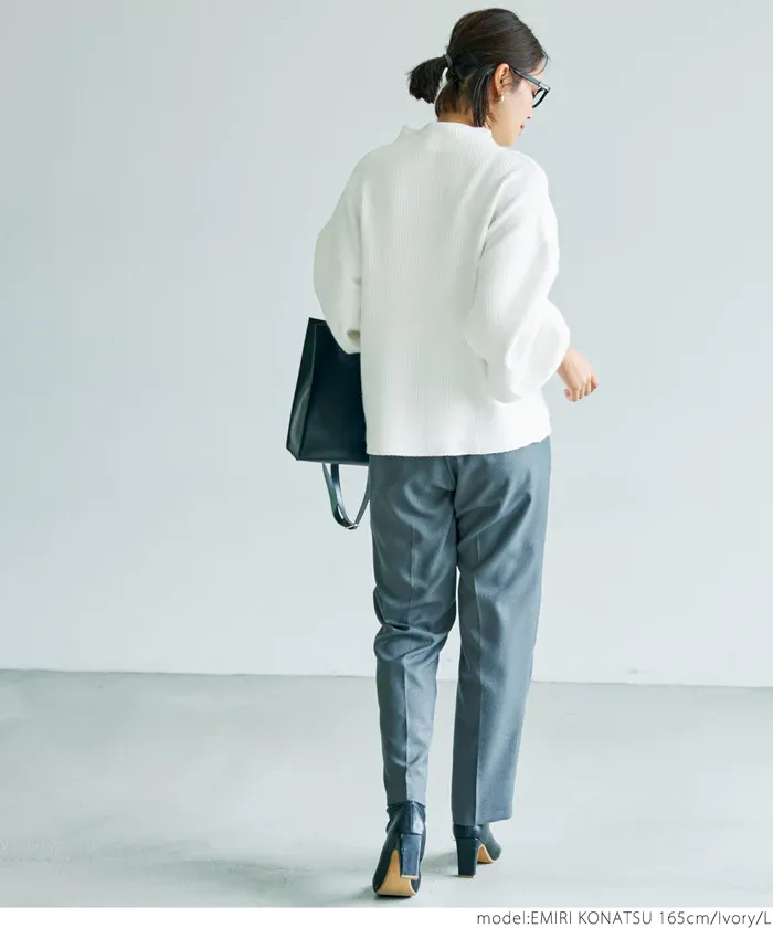 日本 COCA - 舒適修身立領羅紋毛衣-淺粉