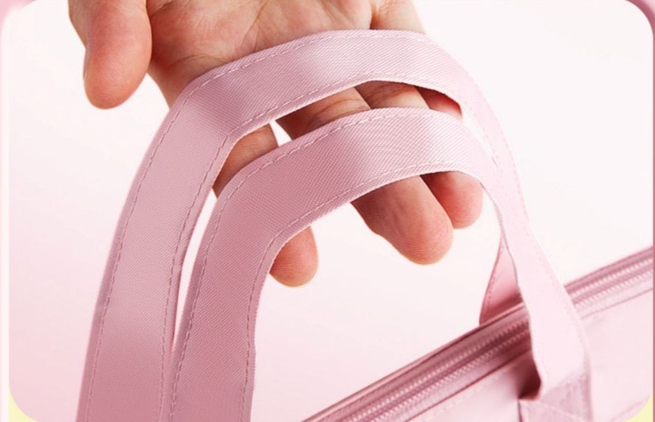 咔巴熊A4補習袋/帆布袋-桃桃草莓派-粉色 (35x27cm)