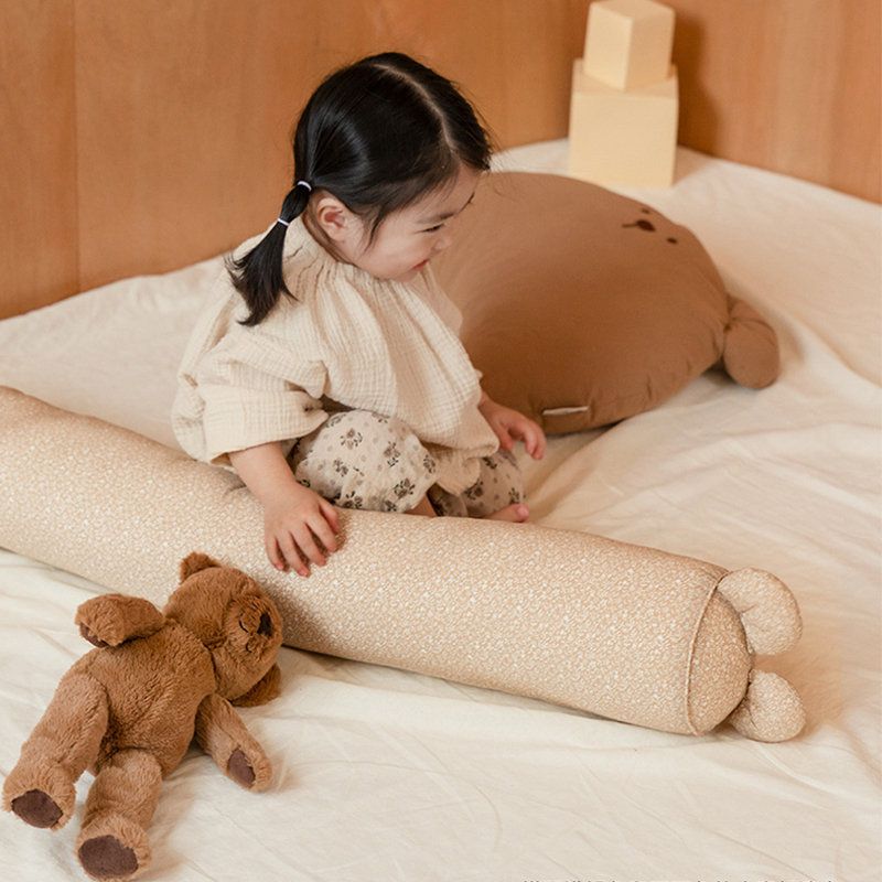 正韓Hello HiZoo - 純手工製純棉柔感兒童長條抱枕/靠枕/睡眠輔助枕/側睡抱枕-Hi Bear 熊耳