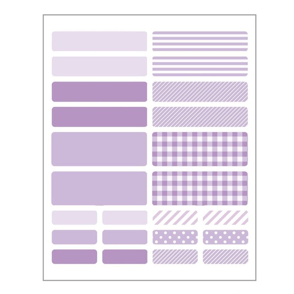 日本 KAWAGUCHI 川口 - 日本製免燙標籤姓名布貼紙-薰衣紫 (多尺寸組合/包(共24枚))