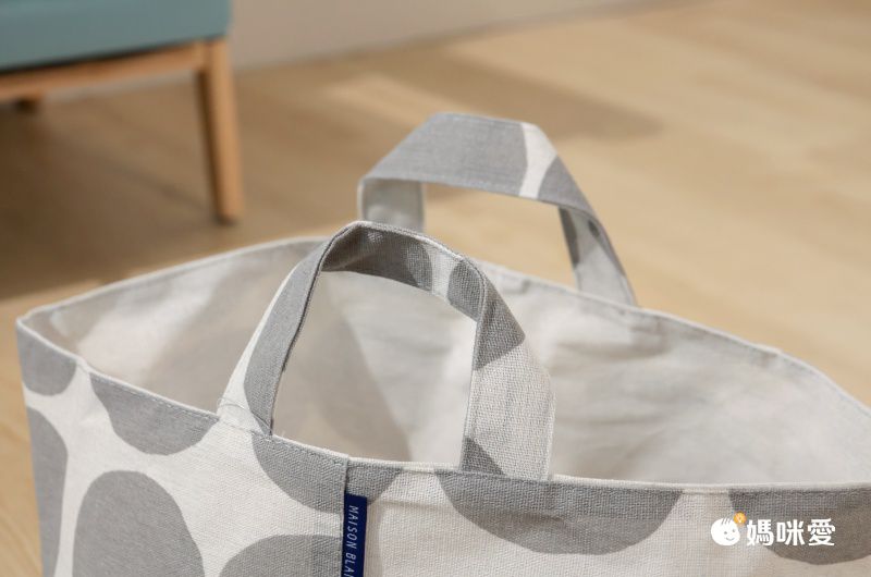 日本 Maison Blanche - 棉混手提折疊收納籃/整理箱-陶菊-藍 (L(24×24x20cm))-方型