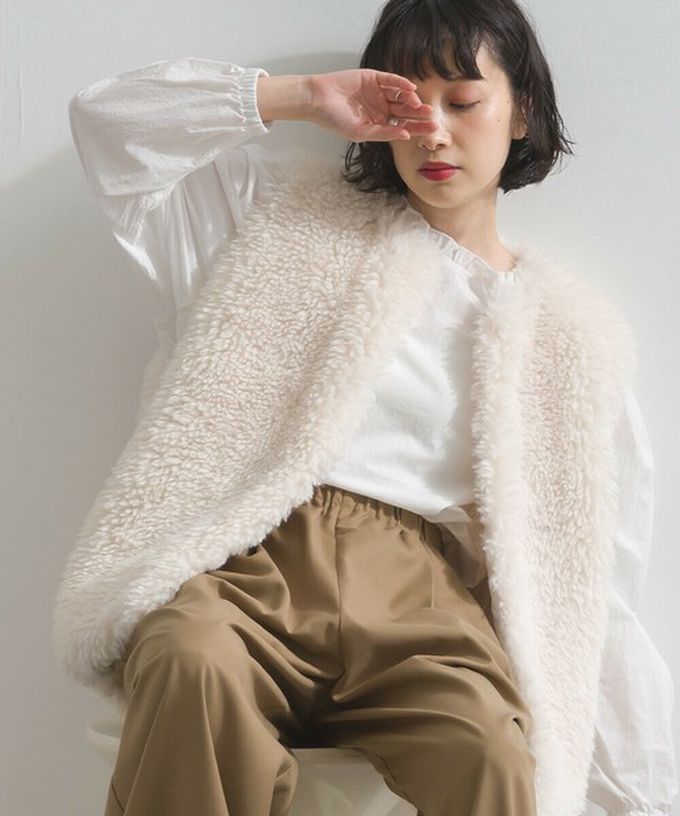 日本 ELENCARE DUE - QQ毛絨時尚搭配長版背心-咖啡灰