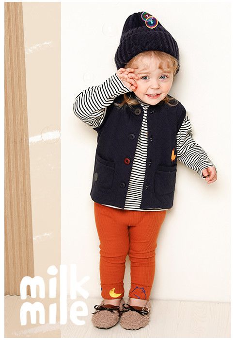 韓國 milk mile - 衍縫鋪棉鈕扣背心-駱馬-灰